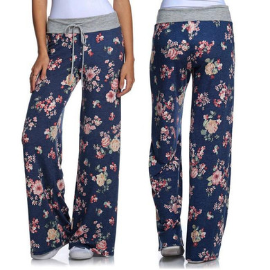 Casual Hot Women Casual Stretch Pants Wide Leg Long Bohemian Loose Palazzo Trousers