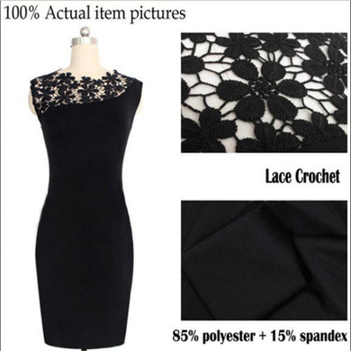 Casual Dress Summer Black Sexy Women Stretch Evening Party Lace Slim Bodycon Pencil Dresses Vestidos Crochet Elegant Dress CQ90