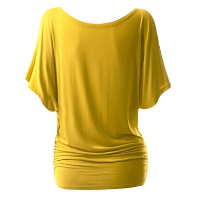 Casual Cotton Round Neck Bat Sleeve Tops Shirts