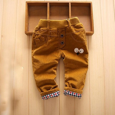 Casual Autumn Winter Baby Kids Children Boys Male Infants Cartoon Velvet Pants Full Length Trousers