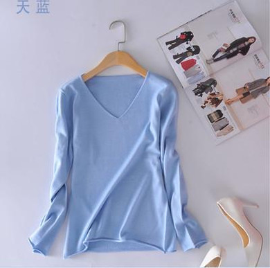 Cashmere Sweater fashion female spring New V-neck Sweater short paragraph bottoming knitting cultivating wild Pullover Wool