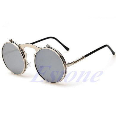 2017 Unisex Gothic Steampunk Mens Sunglasses Coating Mirrored Sunglasses Round Circle Sun glasses Retro Vintage Gafas de Sol