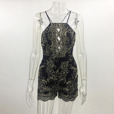 Latest arrival new design playsuits and jumpsuits Summer Embroidery hollow out Rompers Womens Jumpsuit overalls drop shipping