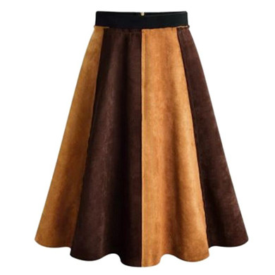LANSHIFEI 2017 Autumn Winter Skirts Women Suede Skirt High Waist Flared Skirt Knee-Length Midi Casual Vintage Skirt Femininas LANSHIFEI 2017 Autumn Winter Skirts Women Suede Skirt High Waist Flared Skirt Knee-Length Midi Casual Vintage Skirt Femininas