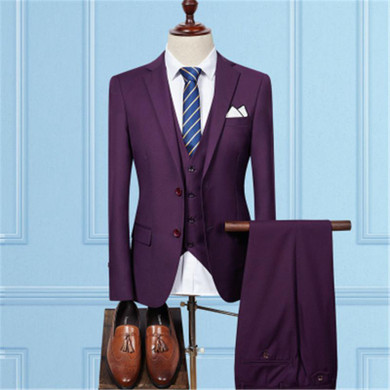 Jacket + Pant + Vest / 2017 New Men Business Slim Suits Sets Wedding Dress Three-piece Suit Blazers Coat Trousers Waistcoat