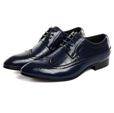 Jack Willden Plus Size 38-48 Luxury Pointed Toe Oxford Men's Brogue Dress Derby Shoes Carved Leather Mens Party Wedding Shoes