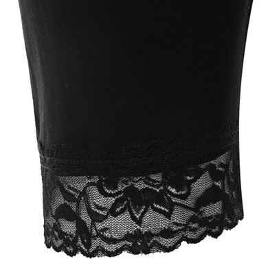 AZULINA Plus Size Lace Panel Leggings Women Pants Summer Solid Elastic High Waist Pencil Pants Trousers Ladies Clothes Leggings