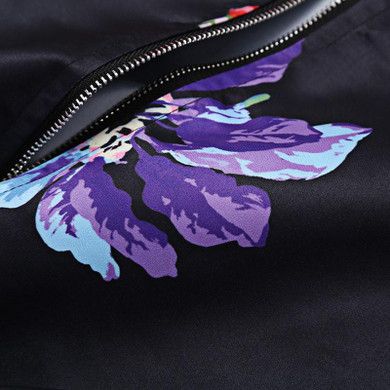 AZULINA Floral Print Women Bomber Jacket 2017 Spring Long Sleeve Flowers Printed Casual Female Basic Baseball Jackets Coats