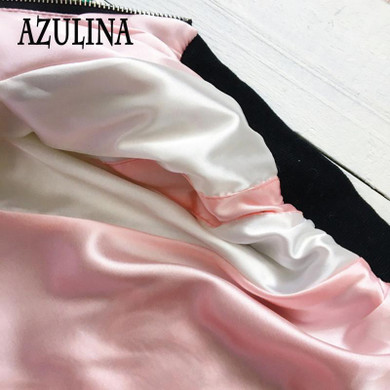 AZULINA Embroidery Floral Bomber Jacket Autumn Spring Women Flower Baseball Souvenir Basic Jackets Female Casual 2017 Black Soft
