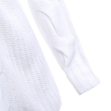 AZULINA Brief V-Neck Oversize Knitted Sweater Pullover Women 2017 Autumn Winter Drop Shoulder Loose White Sweater Pull Femme