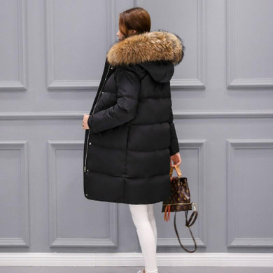 AYUNSUE Real Raccoon Fur Collar White Duck Down Jackets Warm Coat Female Winter Jacket Women Thick Parka Casaco Feminino WXF447