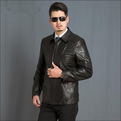 AYUNSUE Men's Spring Autumn Jacket Genuine Leather Jackets Mens Sheepskin Coat Jaqueta Couro Black Leather Jacket Coats WXF141