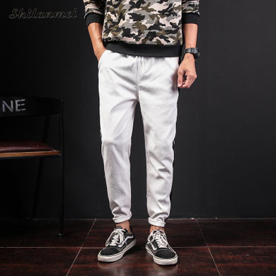 Autumu Winter Mens Joggers Pants Gray Elastic Waist Drawstring Men's Trousers Fitness Black White Sweatpants Men Casual Pants