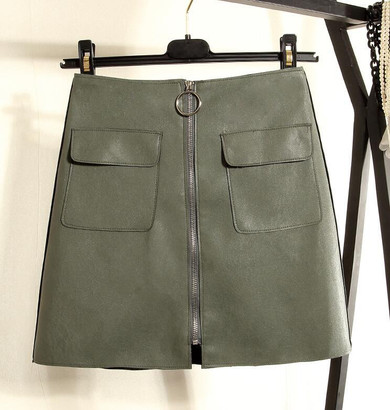 autumn women new fashion mini pencil leather skirts women