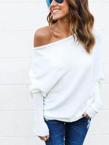 Cova Sophy Black Off Shoulder Knitted Blouses Women Elegant Batwing Sleeve Jumper Pull Femme Winter Casual Loose Pullover