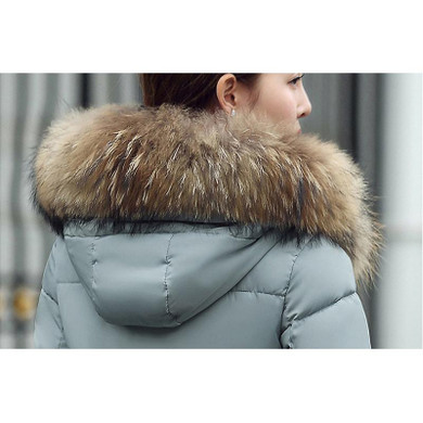 2017 high quality Fur collar hooded warm thicken women winter jacket coat solid cotton padded womens parka outerwear for women