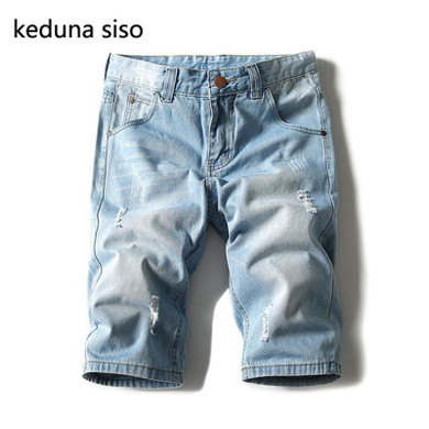 2017 High Quality Cotton Fashion Casual Slim Straight Hole Ripped Short Jeans For Men Blue Denim Summer Jeans Shorts Size 28-40 2017 High Quality Cotton Fashion Casual Slim Straight Hole Ripped Short Jeans For Men Blue Denim Summer Jeans Shorts Size 28-40