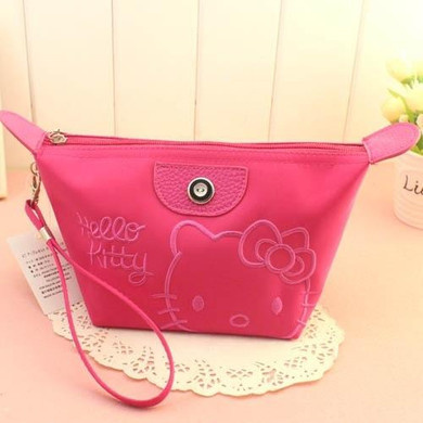 2017 Hello Kitty Women Cartoon Zipper Plush Makeup Bag Girl Cute Cosmetic Bag Travel Storage Bags Make Up Organizer