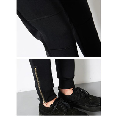 2017 Harem Pants Casual Skinny Zipper bottom Sweatpants Solid Hip Hop street Trousers Slimming Harem Pants Men Joggers black