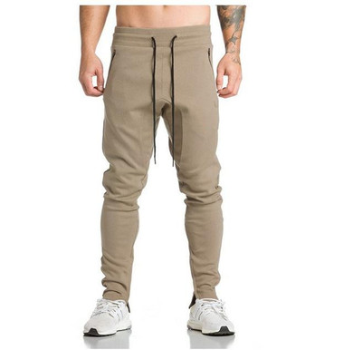 2017 Gyms Mens Joggers Skinny Sweat Pants Embroidery 100% Cotton Tights Sweatpants For Men Side Zipper Sheer Trousers 4 Color