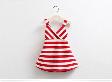 2017 Girl Striped Summer Dress Fashion Baby Girl Backless Dresses Girls Sleeveless Beach Dress Kids Vest Sundress vestido infant