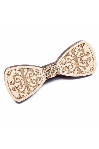 Brand Breeders Brown Swirly Mac Wooden Bow Tie