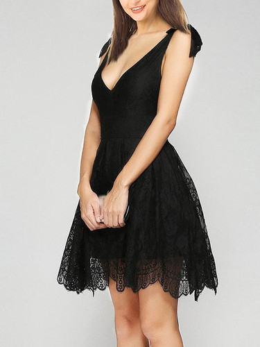 Bow-embellished Mini Evening Dress