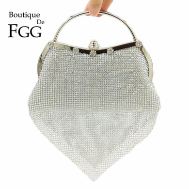 Boutique De FGG Luxury Gold Rhinestone Taseel Bridal Clutch Wedding Purse Women Crystal Evening Clutches Totes Bag Party Handbag