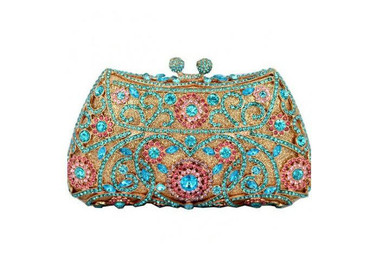 Boutique De FGG Crystal Diamond Flower Hollow Out Women Gold Evening Purse Metal Minaudiere Clutch Handbag Wedding Clutches Bag