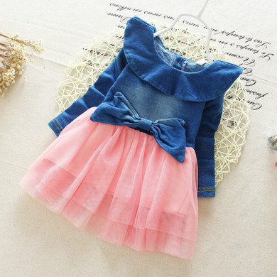 2016 Hot Cute Baby Girl Dress Cotton Children Kids Baby Girls Dresses Baby Autumn Clothing for School Casual Wear Clothes Girl