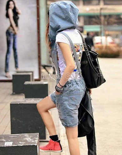 2016 Hole Denim Overalls Women's Jean Jumpsuits Short Pants Washed Jeans Denim Casual Rompers 4 Sizes