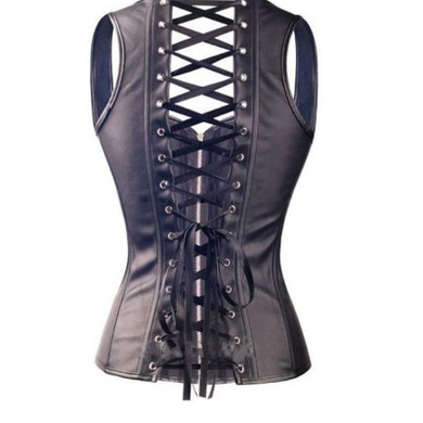 2016 High Quality Sexy Women PVC Steampunk Corselet Steel Boned Overbust Faux Leather Corset Body Shapewear Bustier Tops W31036