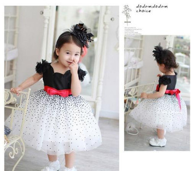 2016 Girls Dress Baby Girls Kids Children Summer Princess Bow Elegant Party Formal Dress Clothes