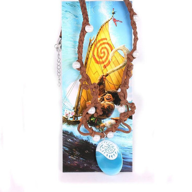 Movie Original vaiana Moana princess Handmade Braided Leather Rope Necklace Pendant cosplay model action figure toy for kid gift
