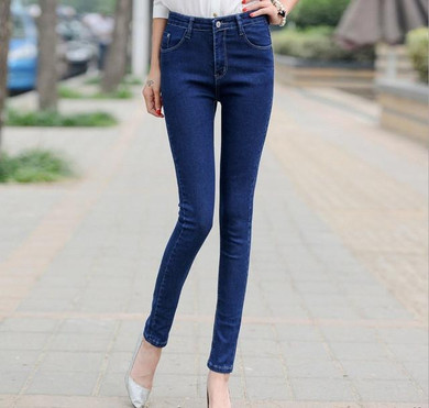 2017 new arrivals women jeans plus size slim jeans stretch Denim Pants Trousers Black and blue Pencil Women's Jeans