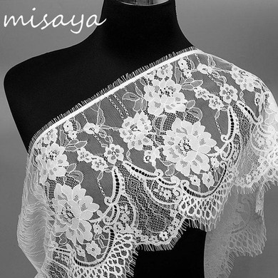 Misaya 3Yards/lot Eyelashes Lace Trim Flower Black White High Quality Lace Fabric Handmade DIY Clothes Accessories Width 23.5CM