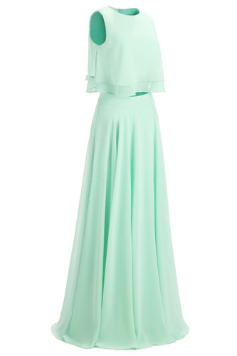 Mint Green Bridesmaid Dresses Long 2017 A Line Pleat Vestido Madrinha Under $50  Two Pieces Colorful Robe Demoiselle D'Honneur