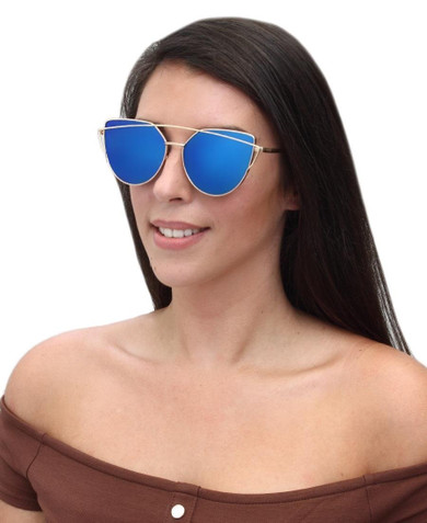 Metal Frame Sunglasses - Blue