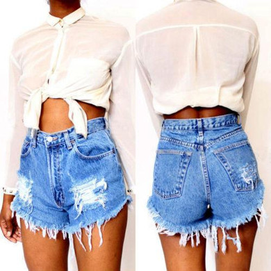 2017 new UK Vintage Women Ladies Summer Ripped High Waisted Denim Shorts Jeans Hot  Hole Shorts