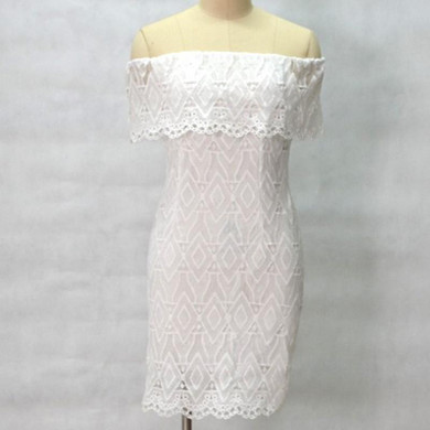 2017 New Summer Women Elegant Lace White Party Dresses Sexy Off Shoulder Ruffle Casual Hollow Out Mini Dress vestidos mujer