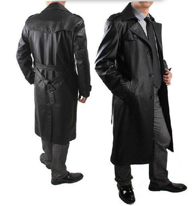 Free shipping !! New 2016 Men's brand fashion business Sheepskin genuine leather Locomotive Leather Jacket Dust Coat / M-XXXL