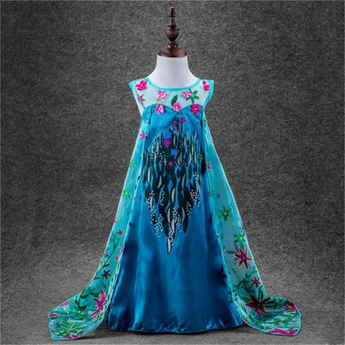 Brand Girl Dress Summer Toddler Girls Clothes Lace Sequins Princess Anna Elsa Dress Snow Queen Halloween Party Cosplay Costume