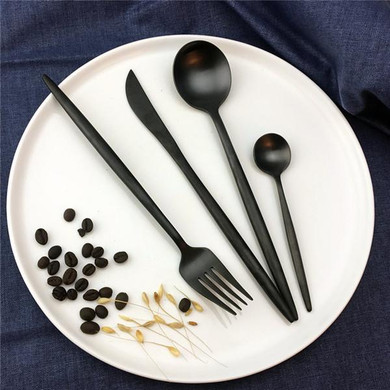 Brand Dinnerware Set Stainless Steel Cutlery Set 4 Pieces Black Knife Fork Set Tableware Gold Silver Cutleries Western Food Set