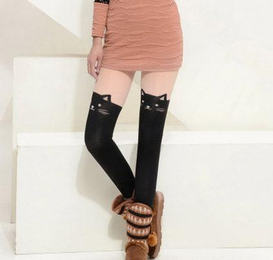 New autumn Winter Fashion Women's Plus Cashmere Tights Velvet Warm Thick Tights Girls Cute Sexy Pantyhose Over Knee Stockings