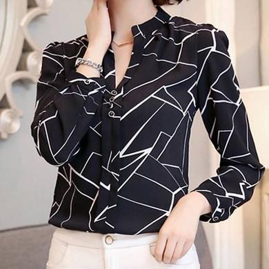 New Autumn 2017 Women Tops Casual Long Sleeve Fashion Women Blouse Shirt Office Chiffon Print Dot Blouses Female Clothing Blusa