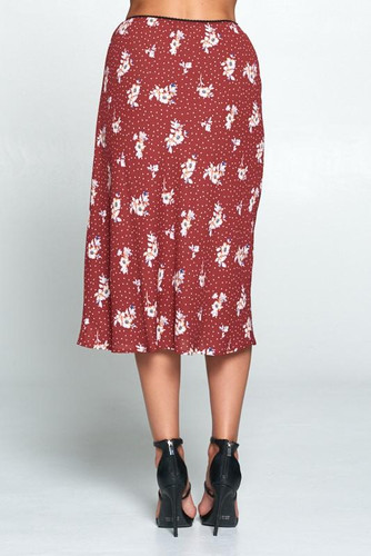 Floral and Polka Dot Midi Skirt
