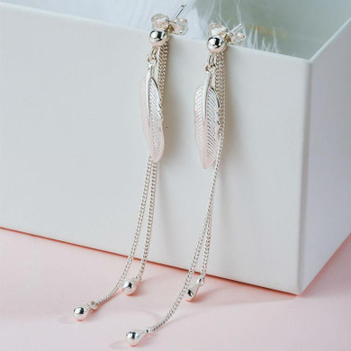 SA SILVERAGE 925 Sterling Silver Feather Jewelry Sets for Women Necklaces Pendants Drop Dangle Earrings Fine Jewelry 2017 Hot