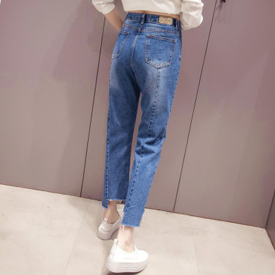 S-XL 2017 spring and summer irregular patchwork wide leg denim pants womens jeans femme  (A9329)