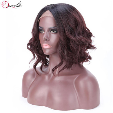 s-noilite 16" Loose Body Wave Lace Front Wig Heat Resistant Synthetic Hair Full Head Wigs Mix Black Brown Blonde