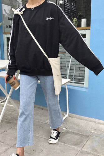 2017 New Fashion Halajuku Loose Letter Printed College Wind All Match Vintage Long Sleeve Female Sweatshirts